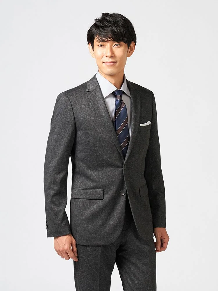 【CassetteCross】スーツ2つボタン上下ウォッシャブルニット素材無地nero秋冬【スリムデザイン】