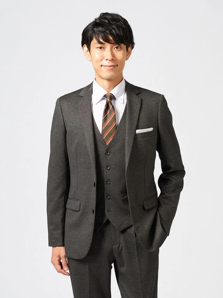 【CassetteCross】スリーピーススーツ2つボタン上下ウォッシャブルニット素材千鳥格子nero秋冬【スリムデザイン】