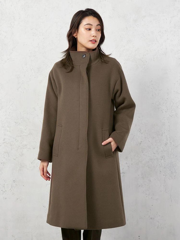 【MANTECO】スタンドカラーコートウール混インポート素材比翼仕様STOVEL&MASON【レディース】