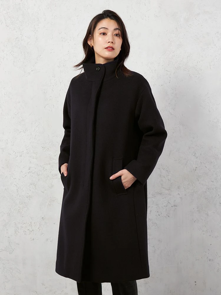 【MANTECO】スタンドカラーコートウール混インポート素材比翼仕様STOVEL&MASON【レディース】