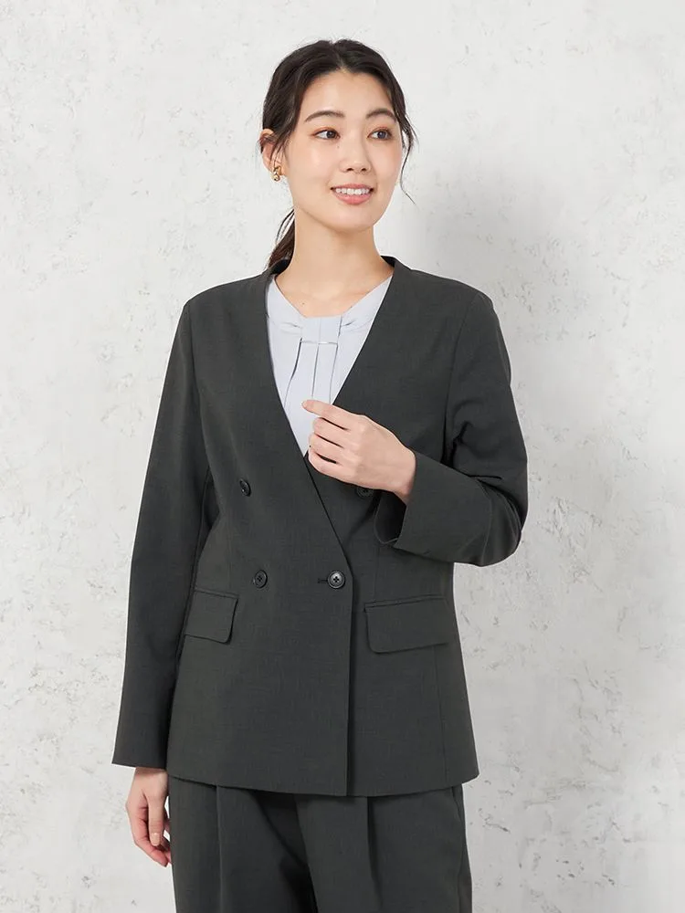 【ウォッシャブル】ダブルジャケットリネンライクストレッチUVカットSOFFICE春夏【レディース】