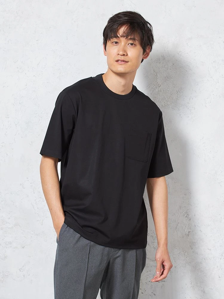 【接触冷感】半袖スロープネックTシャツビズT無地カジュアルインナーTOKYORUN春夏